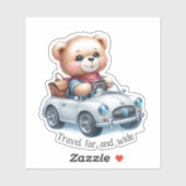 Sticker Nounours conduisant une décapotable (Feuille)