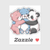Sticker Nounours mignons avec Panda (Feuille)