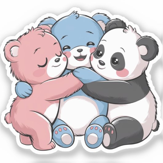 Sticker Nounours mignons avec Panda (Recto)
