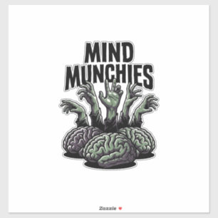 Sticker Nourriture de cerveau de mort-vivant Vintage Mains