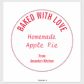 Sticker Nourriture maison Rouge Blanc Noël Cadeau Fête Fav (Feuille)