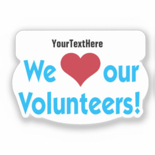 Sticker Nous aimons nos bénévoles avec le nom de l'organis