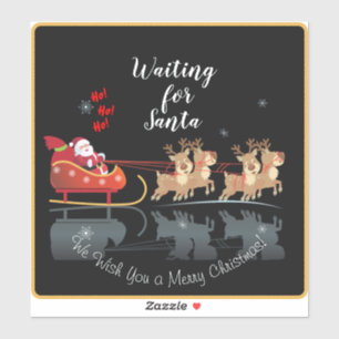 Sticker Nous attendons le Père Noël! Ho! Ho! Ho! Vacances