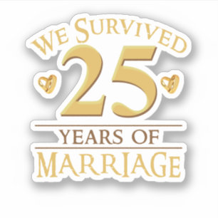 Sticker Nous Avons Survécu 25 Ans De Mariage Couple 25E An