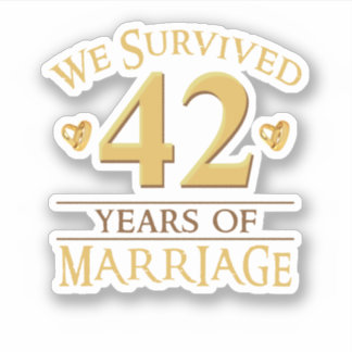 Sticker Nous Avons Survécu 42 Ans De Mariage Couple 42nd A