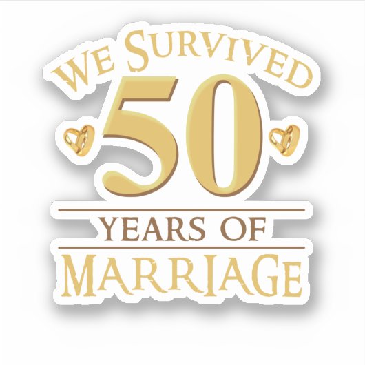 Sticker Nous Avons Survécu 50 Ans De Mariage Couple 50e An (Devant)