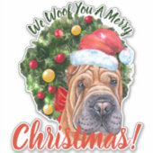 Sticker Nous Te Malheur Joyeux Noël Orange Shar Pei (Devant)