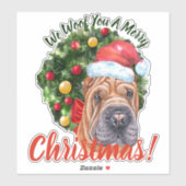 Sticker Nous Te Malheur Joyeux Noël Orange Shar Pei (Feuille)