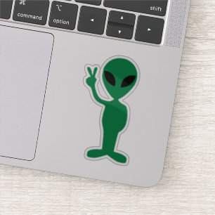 Sticker Nous venons en paix Petit homme vert Alien Silhoue