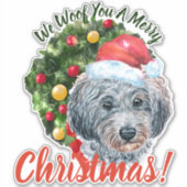 Sticker Nous Vous Empêchons De Joyeux Caniche Gris De Noël (Devant)