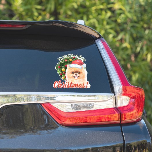 Sticker Nous Vous Malheur Joyeux Noël Poméranien (Côté voiture)
