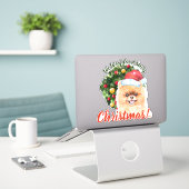 Sticker Nous Vous Malheur Joyeux Noël Poméranien (Ordinateur portable sur le bureau)
