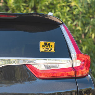 Sticker Nouveau conducteur - Soyez patient Jaune en détres