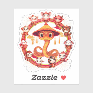 Sticker Nouveau design de serpent pour le Nouvel An lunair