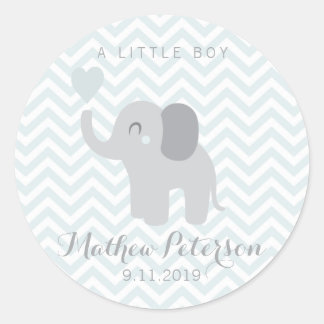 Sticker Nouveau-né Faire-part Elephant Chevron