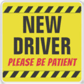 Sticker Nouveau pilote S'il vous plaît être patient Étudia (Devant)
