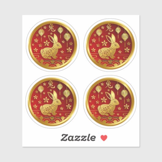 Sticker Nouvel An chinois 2023 Année du lapin (Modifier le (Feuille)