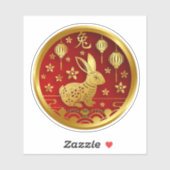 Sticker Nouvel An chinois 2023 Année du lapin (Modifier le (Feuille)