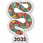 Sticker Nouvel An Chinois Du Serpent À Bois Vert 2025 (Recto)