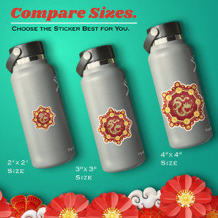 Sticker Nouvel An Chinois Huit Fleurs D'Or Lucky Dragon