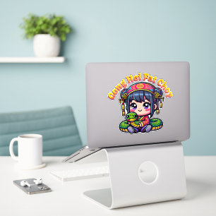 Sticker Nouvelle année chinoise serpent et fille dessin an