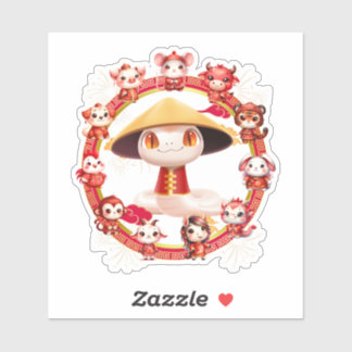 Sticker Nouvelle année lunaire chinoise serpent design 3