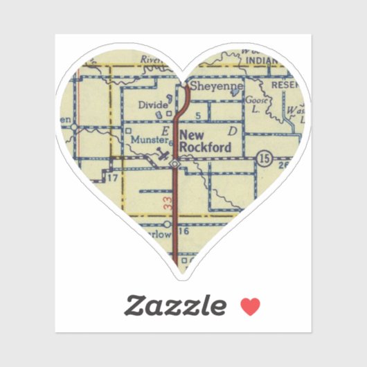 Sticker Nouvelle carte Vintage Rockford (Feuille)