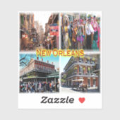 Sticker Nouvelle-Orléans - Bourbon Street - Mardi Gras - (Feuille)