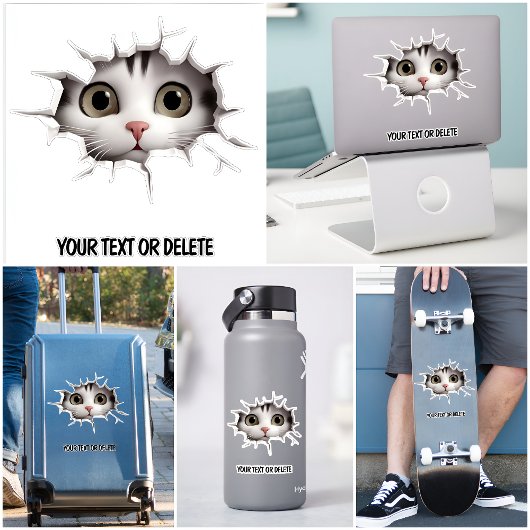 Sticker Nouvelle percée de trou mignon chaton