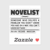 Sticker Novelist Noun Définition Cool d'écriture créative (Feuille)