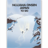 Sticker Nozawa Onsen Japon imprimé ski. (Devant)