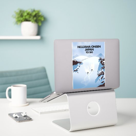 Sticker Nozawa Onsen Japon imprimé ski. (Ordinateur portable sur le bureau)