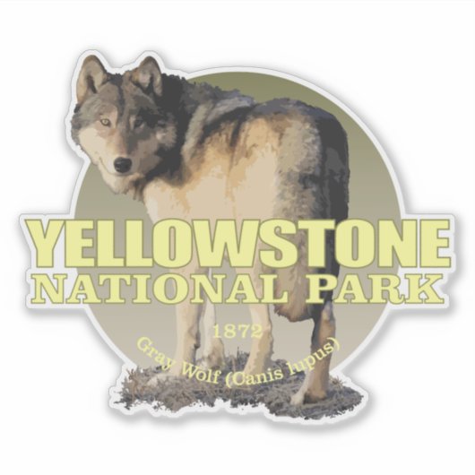 Sticker NP de Yellowstone (Loup) (Devant)