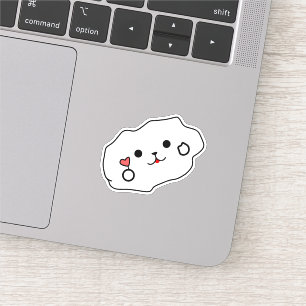Sticker Nuage Bébé Kawaii Tenant Fleur de Coeur Vinyle