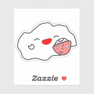 Sticker Nuage Bébé Kawaii Tenant un Sac Corbeille de Bonbo