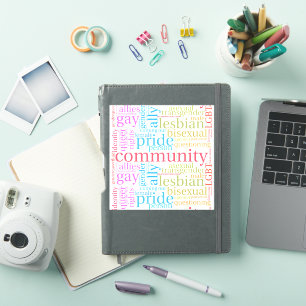 Sticker Nuage de mots de la communauté arc-en-ciel LGBTQ+ 