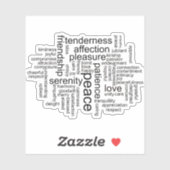 Sticker Nuage de mots de paix et d'amour inspirants (Feuille)