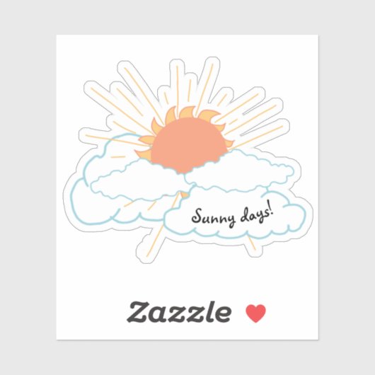 Sticker Nuages de soleil jaune orange (Feuille)