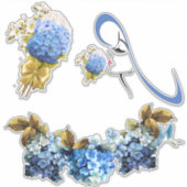 Sticker Nuances d'aquarelle bleue Hydrangeas (Devant)