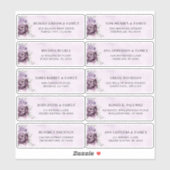 Sticker Nuances de pourpre poussiéreux Plum Mariage Adress (Feuille)