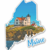 Sticker Nubble Lighthouse Maine Nautique (Devant)
