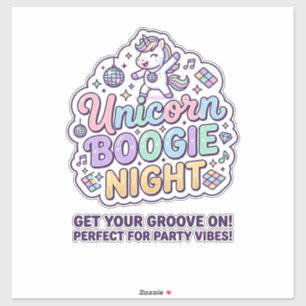 Sticker Nuit de Boogie de Licorne Gras Typographie Graphiq