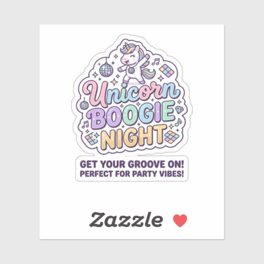 Sticker Nuit de Boogie de Licorne Gras Typographie Graphiq (Feuille)