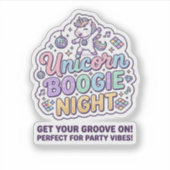 Sticker Nuit de Boogie de Licorne Gras Typographie Graphiq (Devant)