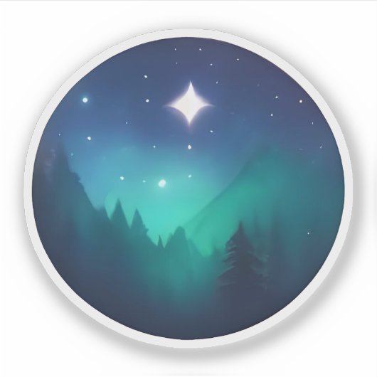 Sticker Nuit étoilée sur les pins mystiques (Devant)