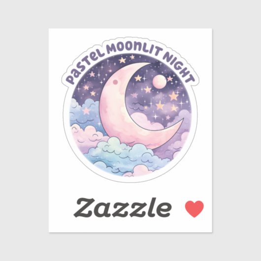 Sticker Nuit Pastel Moonlit - Dreamcent Crescent Moon (Feuille)