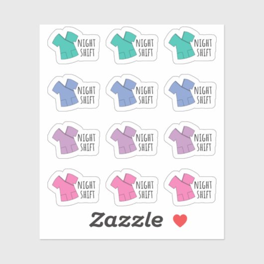 Sticker Nuit Shift Rappel Infirmière Docteur Scrubs Planif (Feuille)
