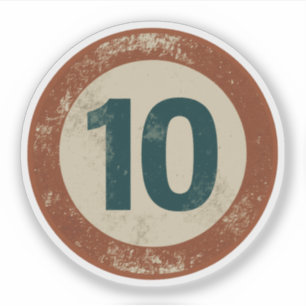 Sticker Numéro 10 Vintage en détresse