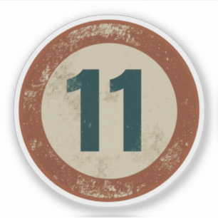 Sticker Numéro 11 Vintage en détresse