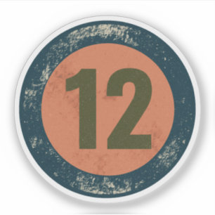 Sticker Numéro 12 Vintage en détresse
